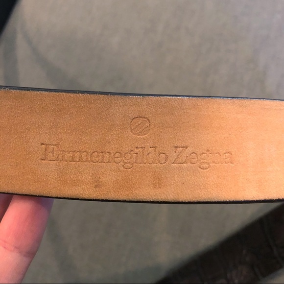 ERMENEGILDO ZEGNA Croc Embossed Leather Belt Italy - Picture 5 of 6